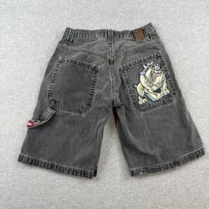 JNCO Denim Short Jeans Baggy Wide Leg Gray Carpenter Bulldog Vintage y2k‎ 2000s